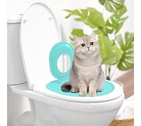 Cat Toilet Seat Training Kit, Cat Toilet Traiining System, Teach to Use, Reusable Thrainer, Trainig Seat Tool, Box for Pet Cleaning (Blue)