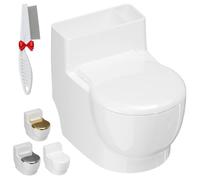 Cat Toilet Water Bowl, 2026 New Wall-Mounted Toilet-Shaped Pet Water Bowl, Stainless Steel Insert Non-Spill Hanging Drinking Station for Cats Small Dogs Space-Saving Easy Clean (White)
