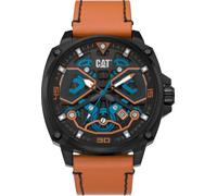 CAT 'Tokyo' Men Watch, 44mm case, Stainless Steel case, Leather Strap, Black/Blue/Orange dial (AJ.161.38.126)