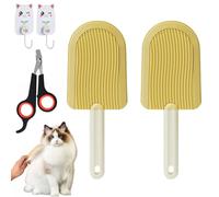 Cat Tongue Comb, Cat Tongue Brush, Ice Cream Cat Tongue Brush, Pet Ice Cream Massage Comb, Cat Tongue Deshedding Brush for Removing Mats, Tangles, Knots & Loose Fur from The Undercoat (2Pcs-Yellow)
