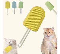 Cat Tongue Comb,Cat Tongue Brush,Pets Cat Tongue Comb,Pet Ice Cream Massage Comb,Cat Tongue Licking Hair Comb,2 in 1 Portable Cat Grooming Brush,Soft Silicone Cat Comb For Pet Shedding (Yellow)