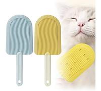Cat Tongue Comb, Soft Cat Tongue Brush, Washable Silicone Pet Brushes, Cat Tongue Licking Hair Comb, Double Sided Gently Grooming Cat Brush for Removing Loose Hair (Blue+Yellow)