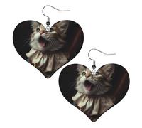 Cat Tongue Leather Earrings for Women Heart Earring Lightweight Dangle Drop Earring Set Jewelry Gift
