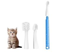 Cat Toothbrush, Soft-Bristled Toothbrush Kit for Small to Medium Cat, with Premium Non-Slip Handle and 2 Replaceable Heads (Cats)