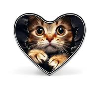 Cat Torn Cloth Unisex Novelty Brooches & Pins Heart Metal Lapel Badge for Clothing Shawl Hat