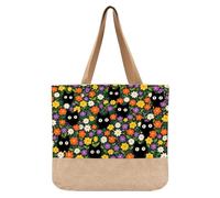 Cat Tote Bag, Cute Flower Black Cat Gifts, Gifts for Cats Lovers Women Wife Sister Mom Friends Girlfriend Coworker Work Beach Travel Shopping Reusable Tote Bags Birthday Christmas Thanksgiving Gift