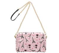 Cat Tower Pink pattern Small Leather Crossbody Bag for Women Shoulder Purse with Adjustable Strap Lightweight Handbag for Travel Shopping Daily