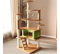 Cat Tower, Transparent Double Space Capsule Design, Pyramid Structure Design, Equipped with A Large Cat House, Two Plush Hanging Balls, Sisal Columns