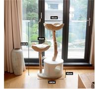 Cat Tower Tree House Natural Wood Cat Tree- Modern Tower For Large 2 Baskets Tree Cat Climbing Frame