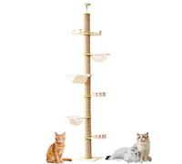 Cat Tower with Hammock - Floor To Ceiling Cat Tree for Large Cats, Tall Narrow Cat Tree with Transparent Capsule for Climbing, Scratching, Looking Out, and Playing