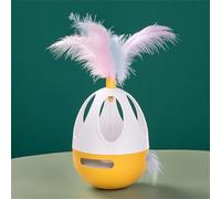 Cat Toy 360 Rotating Interactive Tumbler with Chirp Sound Feather Tail Auto Sleep ABS Detachable Washable Design for Self Play Fun