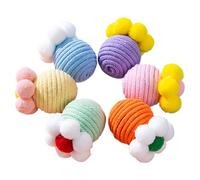 Cat Toy Balls - Kitty Ball | Cat Toys, 6 Pieces Teether with Scratch and Sound with Inner Bell for Pet Play Exercises Cac