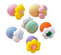Cat Toy Balls - Multi-Color Rope 5x8cm 6-Piece, Bell Scratcher Teether, Play Exercise Kitten Hunting Chasing Interactive Toy | Indoor Outdoor Entertainment, Active Kitten Toys, Holiday Christmas Fun