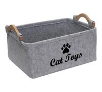 Cat Toy Basket, Durable Fiber Soft Felt Material with Foldable Design for Easy Storage (Light Gray)