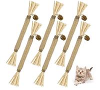 Cat Toy Chew Sticks with Sisal Set of 6 | Natural material, dental care, interactive toy, with cone pendant, suitable for kittens