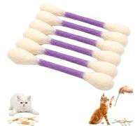 Cat Toy Cotton Swabs - 6pcs Interactive Teething Sticks with Catnip, Chew Toys for Kittens, Fun Play Accessories for Cats, for Cat Lovers