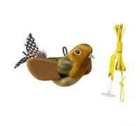 Cat Toy Designed as a Chirping Bird with Catnip and Real Feathers to Support Instinctive Hunting Behaviors (Brown)