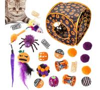 Cat Toy for Kittens, Cat Toy Pack, Pumpkin Cube, Cosy Tunnel Bed, Hide-and-Seek Play Tunnel for Cats, Interactive Kitten Toy for Nap and Playtime for Small H