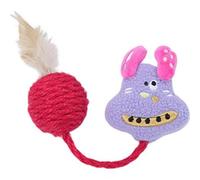 Cat Toy Knitten Claw-Grinding Hemp Ball with Feather,Self-Entertainment & Boredom Relief Cats Interactive Cat Play Toy Scratch-Resistant