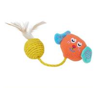 Cat Toy Knitten Claw-Grinding Hemp Ball with Feather,Self-Entertainment & Boredom Relief Cats Interactive Cat Play Toy Scratch-Resistant
