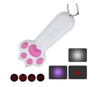 Cat Toy LED Pointer Multifunctional Battery Powered 3 in 1 with Red Dot Torch Cute Cat Paw Shape Soft Silicone Buttons Plastic Case Iron Chain for Cats Dogs Training Play Chase Fun