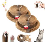 Cat Toy, Magic Organ Cat Scratcher, Interactive Scratch Pad with a Ball, Recyclable and Durable, Furniture Protector, Retractable, Brown, Reversible (2Pcs)