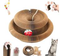 Cat Toy, Magic Organ Cat Scratcher, Interactive Scratch Pad with a Ball, Recyclable and Durable, Furniture Protector, Retractable, Brown, Reversible (1Pcs)