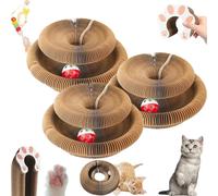 Cat Toy, Magic Organ Cat Scratcher, Interactive Scratch Pad with a Ball, Recyclable and Durable, Furniture Protector, Retractable, Brown, Reversible (3Pcs)
