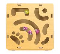 Cat Toy, Nail File Puzzle, Interactive Enrichment Box with Four Bells Balls Sturdy Scratch Playful Design, Keeps Pets Engaged Active Healthy Suitable for Dogs Kittens Puppies Rabbits