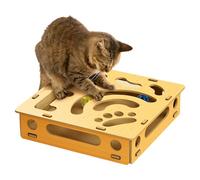 Cat Toy, Nail File Puzzle, Interactive Enrichment Box with Four Bells Balls Sturdy Scratch Playful Design, Keeps Pets Engaged Active Healthy Suitable for Dogs Kittens Puppies Rabbits