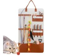 Cat Toy Organizer - 35cm Fabric Wand Storage Bag Teaser Pocket Holder, Catnip Treat Basket, Kitten Accessories Decor