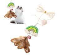 Cat Toy - Retractable Interactive Teaser Cotton Play with Feathers | Indoor Kitten Exercise, Pet Entertainment, Paw Stimulation, Play