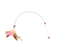 Cat Toy Teaser Wand Long Rod Steel Wire Feather Bell Cat Teaser Rod Replacement Head Interactive Self-Entertainment Durable Chew Cat Toy (Basic [White Tube] Colorful Cat Teaser Wand)