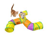 Cat Toy Tunnel | Collapsible Pet Rainbow Tunnel, 3-Way Cat Tunnels for Indoors, Cat House with Interactive Toy Maze with Peephole