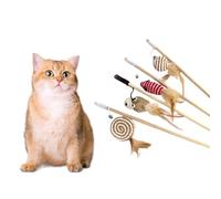 Cat Toy Wand Feather Ribbon Toy Cat Linen Wand Mouse Toy with Mini Bell Sticks Cats String Toys for Indoor Cats