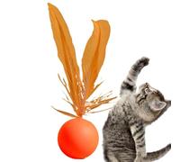 Cat Toy with Feathered Ball, Cat Balls Toy for Domestic Cats, Cat Toy with Feathers, Solid Elastic Chew Ball Toy for Pets, Rubber, Bite Resistant, Bounce Ball, Dog Play