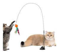 Cat Toy with Feathers, Kitten Activity Toy with Suction Cup - Reusable Suction Cup Toy for Cats - for Daily Entertainment Indoor, Garden, Home, Park