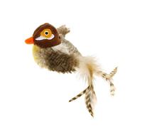 Cat Toy with Squeaky Bird, Indoor Cat Toy, Squeaky Bird - Singing Simulated Brown Bird for Cat,Realistic Animal Statue to Reduce Boredom of the G