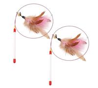 Cat Toys: 2 Pack Interactive Feather Teaser Wand with Bells - Catcher and Exerciser for Cats & Kittens