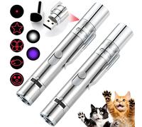 Cat Toys 2 pcs, 7 in 1 Function Interactive Cat Toy, USB Rechargeable LED Light, Interactive for Indoor Cats Dog, Red Dot Kitten Practice Chaser Toys