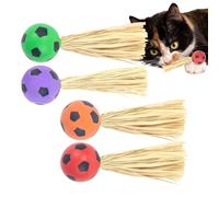 Cat Toys Balls - Chew-Proof Interactive Bouncy Balls With Raffia | Lightweight, Boredom-Relief Pet Games For Home, Indoor, Outdoor