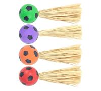 Cat Toys Balls, Feather Ball, Cat Toy, Interactive 4 Pieces Inflatable Balls with Raffia, Lightweight Kitten Set, Pet Accessory for Exercise, Simulation Hunting