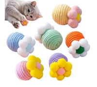 Cat Toys Balls,Rope Interactive Cat Ball - Sound Scratcher Teether with Bell Inside for Pet Play Exercise Kitten Hunting Chasing Enrichment Indoor Outdoor Christmas