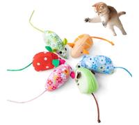 Cat Toys Catnip Mouse Toys for Indoor Adult & Kitten Toy Cat Playing Chewing Teeth Cleaning（6 Pack ）