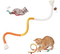 Cat Toys Chew Ropes with Refillable Natural Catnip,27" Extended Teeth Cleaning Cotton Rope Self Play Toy Interactive Cat Nip Kitty Toys for All Breeds (Orange)