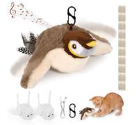 Cat Toys Flapping Bird, 3-Speed Flappy Bird Cat Toy with 10pcs Catnip and 2pcs Motors, Simulated Flying Interactive Automatic Flappy bird Toy, Rechargeable & Washable, Toy for Cats to Bite, Chew