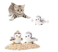 Cat Toys Flapping Bird (No Flying), Lifelike Sandpiper Chirp Tweet, Rechargeable Touch Activated Kitten Toy Interactive Cat Exercise Toys for All Breeds Cat Kicker Catnip Toys 4.0" (Piper Couple)