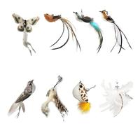 Cat Toys for Indoor Cats,8 Pieces Natural Insect Cat Toy Feathers Refill，Cat Worm Toy Refills，Interactive Cat Teaser Wand Attachments，Cat Toys self Play,Cat Toys for Indoor Cats(Not Include Rod)