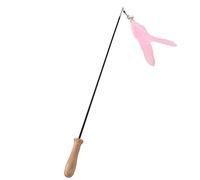 Cat Toys For Indoor Cats, Fishing Pole Toy Interactive Wand Retractable Wand and Feather with Wooden Pole For Indoor to Exercise (Pink)