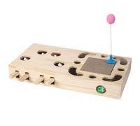 Cat Toys For Indoor Cats | Kitten Teaser Box - Interactive Kitten Teaser Box, Puzzle Catnip Toy Featuring Scratching Pad, Mole Hunt Game, Teaser Wand For Indoor Cats